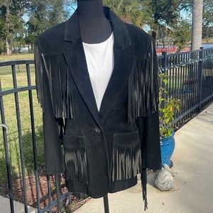 Vintage Rare CONTEMPO Casuals Fringe Leather Jacket